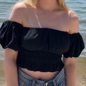 Abercrombie Off the Shoulder, Milkmaid Black Top, S